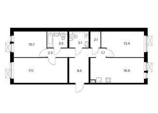 Продам трехкомнатную квартиру, 79.3 м2, Котельники, ЖК Белая Дача Парк, микрорайон Парковый, 1к7