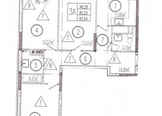 Продажа трехкомнатной квартиры, 80.2 м2, село Засечное, Центральная улица, 23