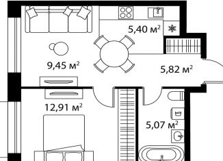 Продажа 1-комнатной квартиры, 38.7 м2, Москва, метро Чертановская