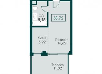 Продается 1-комнатная квартира, 38.7 м2, поселок городского типа Массандра, улица Мухина, 17А