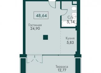 Однокомнатная квартира на продажу, 48.6 м2, поселок городского типа Массандра, улица Мухина, 17А