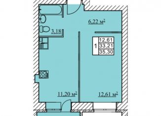 Продажа 1-ком. квартиры, 35.3 м2, посёлок Красный Бор