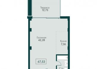 2-комнатная квартира на продажу, 67.5 м2, поселок городского типа Массандра, улица Мухина, 17А