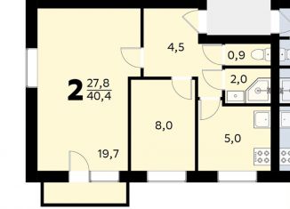 2-ком. квартира на продажу, 41.6 м2, Москва, Малая Пироговская улица, 6/4к2, метро Спортивная