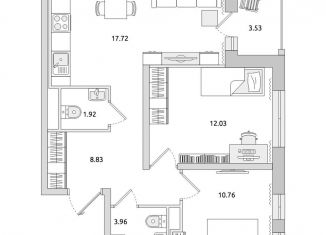 Продается 2-ком. квартира, 58.8 м2, Мурино, ЖК Муринский Посад