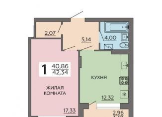 Продажа однокомнатной квартиры, 42.3 м2, Воронежская область, улица Независимости, 80Б