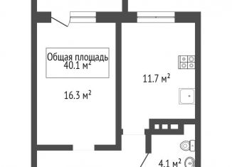 Продам однокомнатную квартиру, 40.9 м2, Новосибирск, улица Николаева, 18, ЖК Николаевский Парк