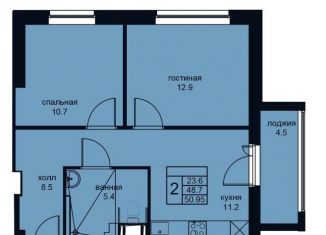 Продажа двухкомнатной квартиры, 51 м2, Санкт-Петербург, улица Крыленко, 14с2, ЖК Вингз
