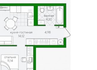 Продается 1-комнатная квартира, 36.3 м2, Тюмень, улица Алексея Сергиенко, 13, ЖК Скандиа Квартал у Озера