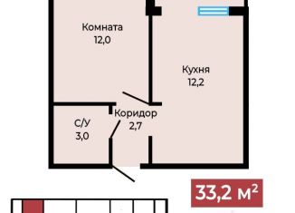 Продам однокомнатную квартиру, 33.2 м2, Ставрополь, микрорайон № 18, Октябрьская улица, 235