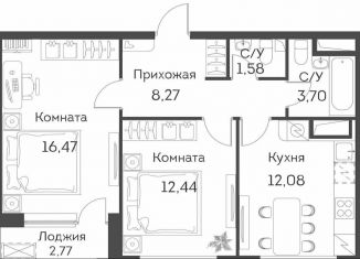 Продажа двухкомнатной квартиры, 55.9 м2, Москва, ЖК Аквилон Бисайд