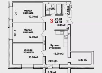Продаю трехкомнатную квартиру, 74.6 м2, Нижний Новгород, улица 8 Марта, 28, Сормовский район