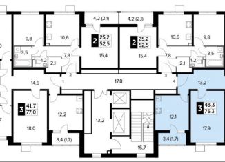 Продается трехкомнатная квартира, 75.3 м2, Люберцы, Рождественская улица, 8, ЖК 1-й Лермонтовский