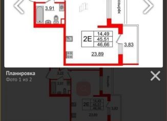 Продается 2-ком. квартира, 46.5 м2, Санкт-Петербург, улица Ивана Куликова, 12, ЖК Солнечный Город. Резиденции