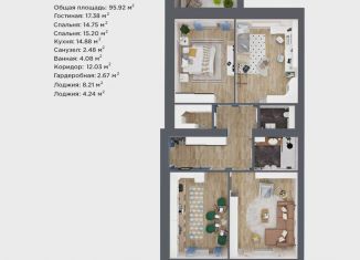 Продается трехкомнатная квартира, 95.9 м2, Йошкар-Ола, микрорайон Фестивальный