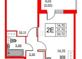 2-комнатная квартира на продажу, 33.7 м2, Санкт-Петербург, ЖК Аквилон Скай, Русановская улица, 24