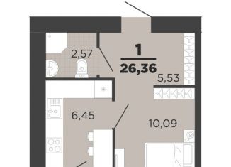 Продажа однокомнатной квартиры, 26.4 м2, Рязань