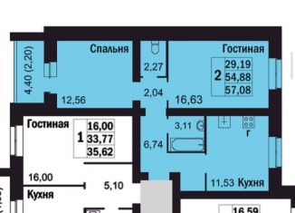 Двухкомнатная квартира на продажу, 57 м2, Ярославль, Кавказская улица, 25, ЖК Экоквартал
