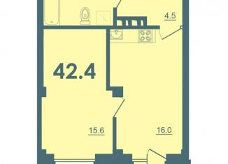 Продам 1-комнатную квартиру, 42.4 м2, деревня Борисовичи, Балтийская улица, 18к1, ЖК Спортивный Квартал