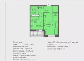 Продается 1-ком. квартира, 38.2 м2, Зеленодольск