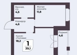 Продается 1-комнатная квартира, 39.1 м2, посёлок Терема