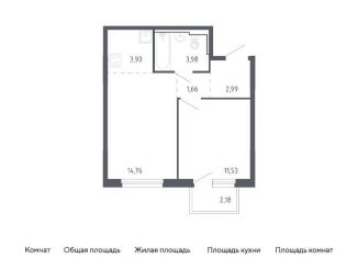 Продам однокомнатную квартиру, 39.5 м2, Тюмень, жилой комплекс Чаркова 72, 1.3