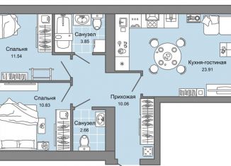 Продается трехкомнатная квартира, 64 м2, Ульяновск, ЖК Дивный Сад, жилой комплекс Дивный Сад, 6