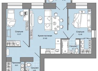 Продам трехкомнатную квартиру, 64 м2, Ульяновск, жилой комплекс Центрополис, 4, ЖК Центрополис