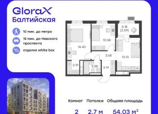 Продам двухкомнатную квартиру, 54 м2, Санкт-Петербург, метро Балтийская, улица Шкапина, 43-45