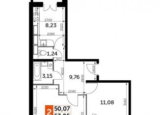 Продается 2-комнатная квартира, 52.7 м2, Калуга, Солнечный бульвар, 18, ЖК Молодёжный