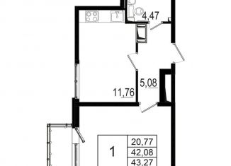 Продается 1-комнатная квартира, 41.6 м2, Ленинградская область, Кольцевая улица, 12