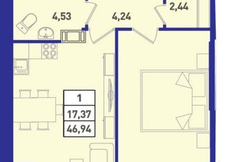 Продам 1-ком. квартиру, 46.9 м2, Мурино, ЖК Ромашки, улица Шоссе в Лаврики, 64к4