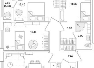 Продажа 3-комнатной квартиры, 82.1 м2, Санкт-Петербург, метро Академическая