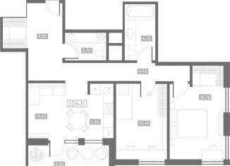 Продам двухкомнатную квартиру, 76.3 м2, Ростов-на-Дону, Чувашский переулок, 13/123