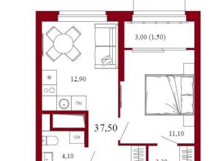 Продается однокомнатная квартира, 38.5 м2, Екатеринбург, ЖК Парк Столиц, улица Айвазовского, 52