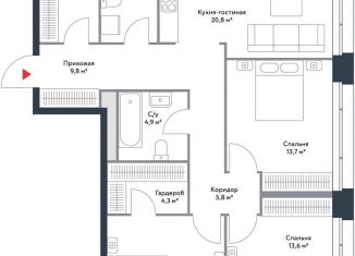 4-комнатная квартира на продажу, 98.3 м2, Москва, район Нагатинский Затон