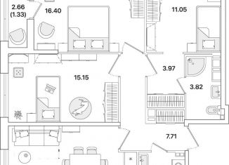 Продаю 3-ком. квартиру, 81.8 м2, Санкт-Петербург, метро Академическая