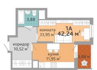 Продаю 1-комнатную квартиру, 42.2 м2, Екатеринбург, ЖК Добрый