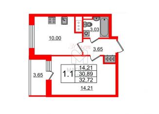 Продам 1-комнатную квартиру, 30.8 м2, Санкт-Петербург, Фарфоровская улица, 7к1, Фарфоровская улица