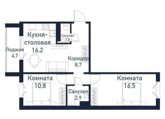 Продаю двухкомнатную квартиру, 56.4 м2, Челябинская область