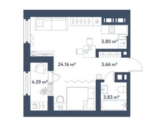 2-ком. квартира на продажу, 52.6 м2, Санкт-Петербург, метро Электросила