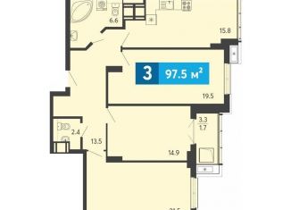 3-комнатная квартира на продажу, 97.5 м2, Пензенская область, Прибрежный бульвар, 1с6