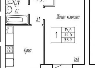 Продажа 1-ком. квартиры, 34.5 м2, поселок городского типа Стройкерамика