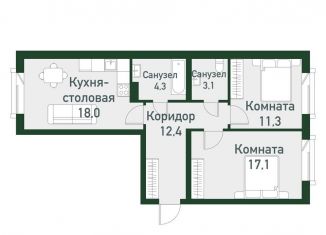 Продажа 2-комнатной квартиры, 66.1 м2, Челябинская область