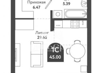 Продажа квартиры студии, 43.4 м2, Новосибирск, Военная улица, 51, ЖК Тихомиров