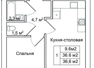 Продаю однокомнатную квартиру, 36.6 м2, Псковская область, переулок Белинского, 1