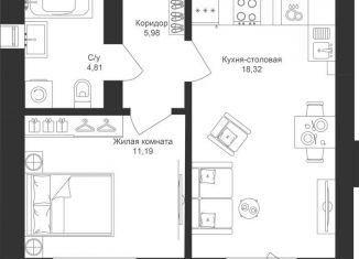 Продается 1-комнатная квартира, 45.3 м2, Татарстан