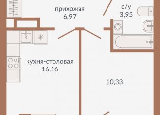 1-комнатная квартира на продажу, 38.8 м2, Екатеринбург, Верх-Исетский район