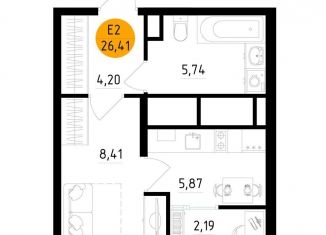 Продаю 1-ком. квартиру, 26.4 м2, Рязань