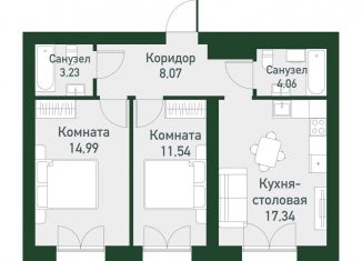 2-комнатная квартира на продажу, 61.8 м2, Екатеринбург